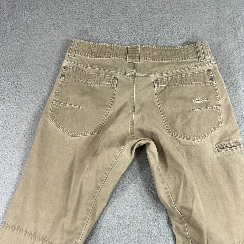 Kuhl KANVUS Jean 34x30 Outdoor Tan Cotton Vintage Patina Dye Distressed